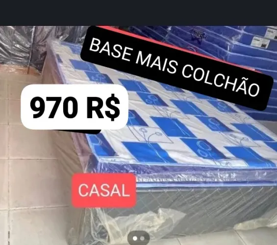 CAMA CASAL COM COLCHÃO NOVOS