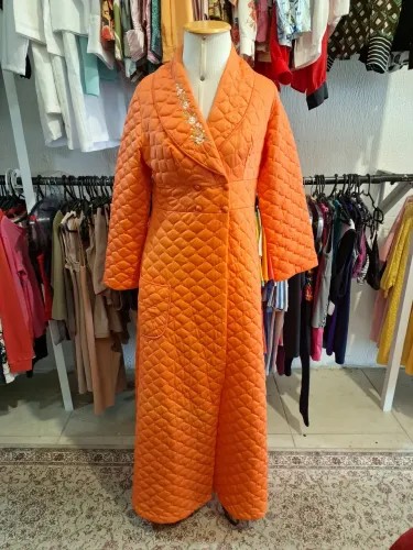 Penhoar Rhodia Vintage Matelassê Laranja Anos 60 CGC Sinhá Moça - Tam G