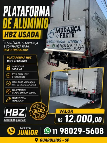 Plataforma para caminhão HBZ 1000kg de alumínio 12.000