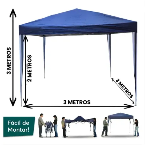 Promoção Shopee! Gazebo Retrátil Sanfonado 3x3 - Articulado Azul + Bolsa de Transporte