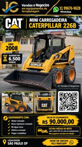 Mini carregadeira Caterpillar 226B cabine aberta 
