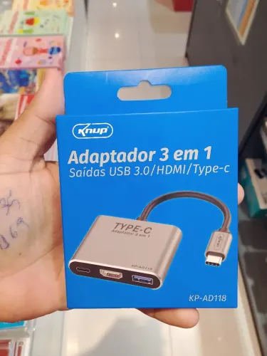 Adaptador 3 em 1 tipo C para HDMI/USB 3.0