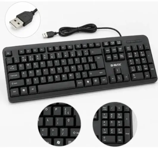 Teclado USB Com Fio B-MAX BM-T02 - Padrão ABNT2 (Com Ç)