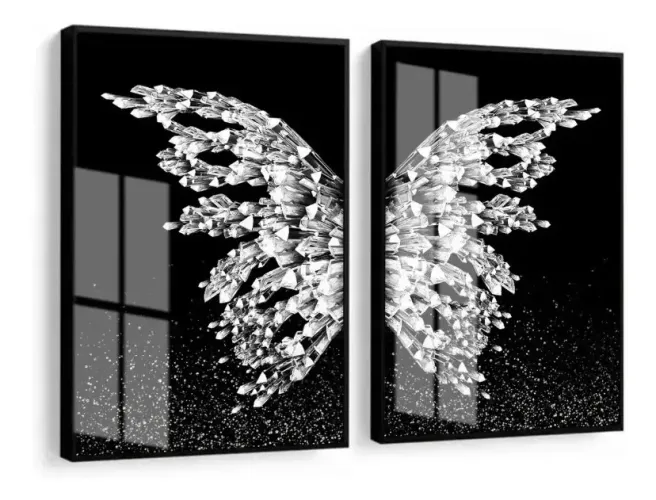 Kit quadros 40 x 60cm - Borboleta prateada
