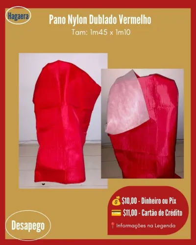 Desapego - Pano Nylon Dublado Vermelho (ÚLTIMO)