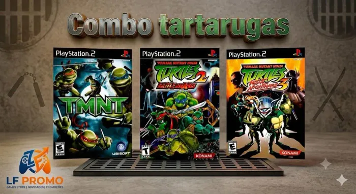 Kit Combo Jogos PS2 Trilogia das Tartarugas Ninja Playstation 2