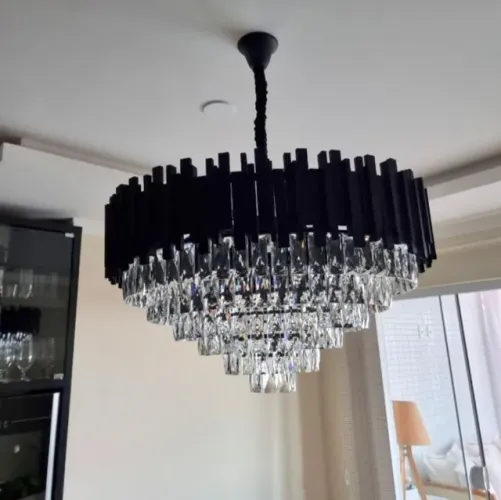 Lustre Cristal Luminária Pendente 80cm Starlux em Perfeito Estado com 12 Lâmpadas
