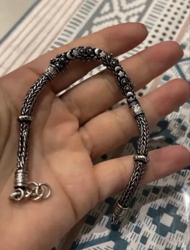 pulseira de prata bali envelhecida roliça (nova)