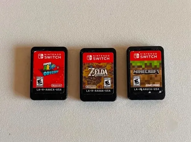 Jogos originais Nintendo Switch-Super Mario Odyssey, Zelda: Breath of the Wild e Minecraft