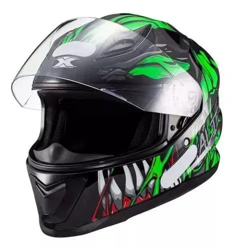 Capacete Fechado Texx Hawk Alien Verde e Preto