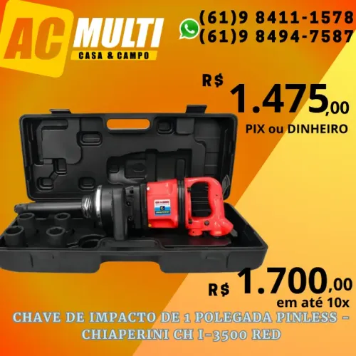Chave de impacto de 1 polegada pinless - Chiaperini CH I-3500 RED