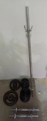 PAR DE HALTER E BARRA COM 34kg