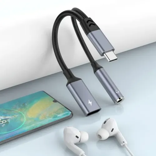 Cabo Divisor de Áudio USB-C para Fone de Ouvido - R$ 34,99