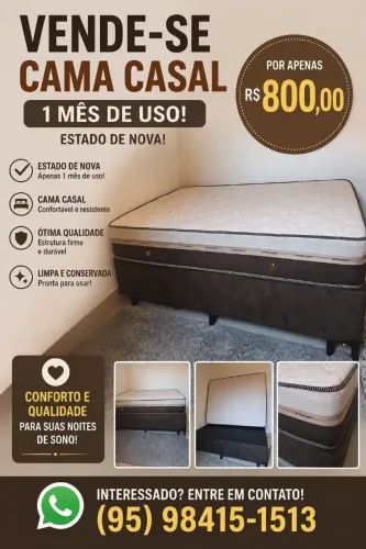 Vende se uma cama de casal com 1 mês de uso