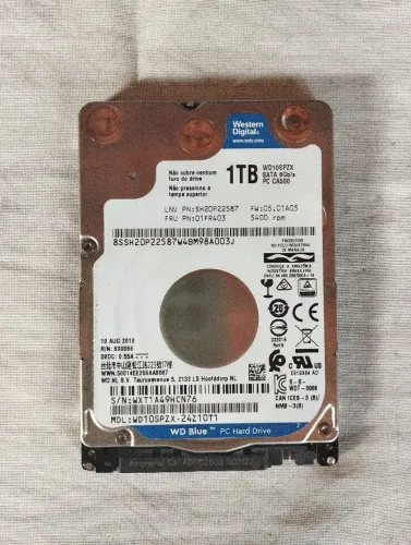 HD WD Blue 1TB 2.5" SATA III - WD10SPZX