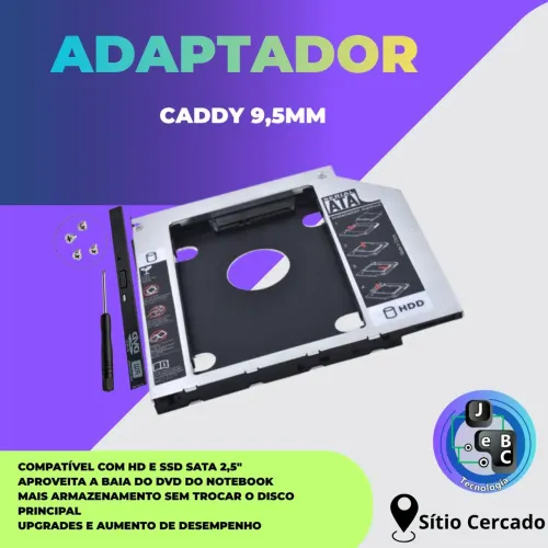 Caddy 9,5mm aumentar armazenamento notebook 