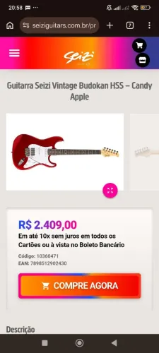 Guitarra Seizi Vintage  Candy Apple NUNCA USADA