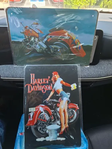 Conjunto de 2 placas motos Harley retrô decoração carros antigos motos