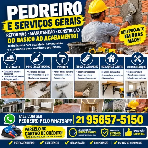 Pedreiro reformas construções manutenções pequenas ou grandes Eu tenho um bom preço