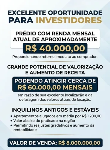 Prédio Locado Gerando R$ 40.000/mês | Aceita Financiamento Direto