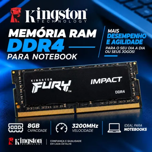 Memória RAM 8GB DDR4 3200MHz Notebook - Kingston 