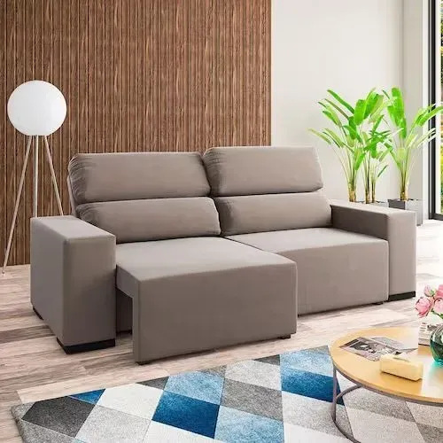 SOFA Estofado  Veludo 2.00m Retrátil e Reclinável FAZEMOS ENTREGAS DF E ENTORNO