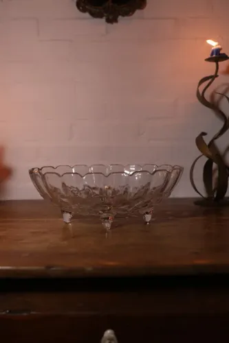 centro de mesa fruteira grande em vidro em alto relevo antigo antiquario decoração vintage
