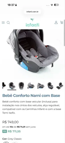 Bebê conforto com base isofix Infanti