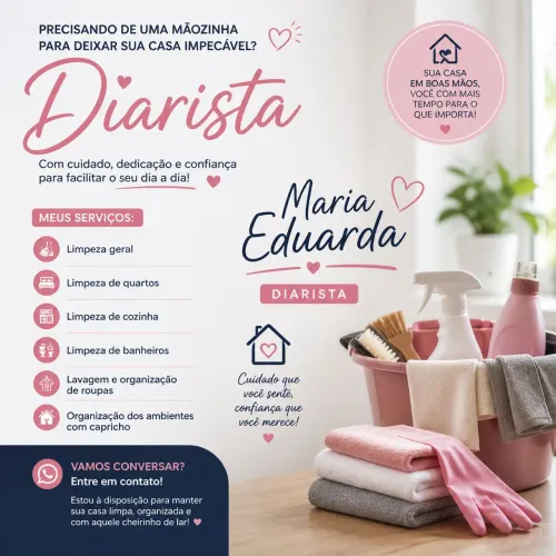 Precisando de diarista? Estou a disposição!