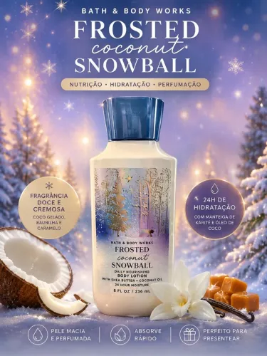 Creme Hidratante Bath & Body Works Frosted Coconut Snowball Original