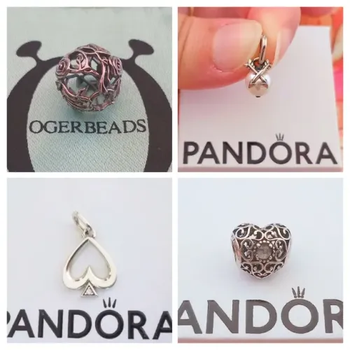 2 berloques novos originais pandora ou ogerbeads c certificado em prata 925
