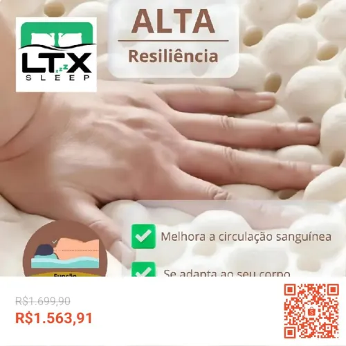 Colchão Pillow Top Casal Queen Size Látex Natural Premium | LTX Sleep