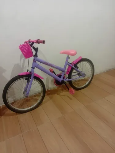 Bicicleta Infantil Feminina Bella Aro 20 Cor Lilás e rosa