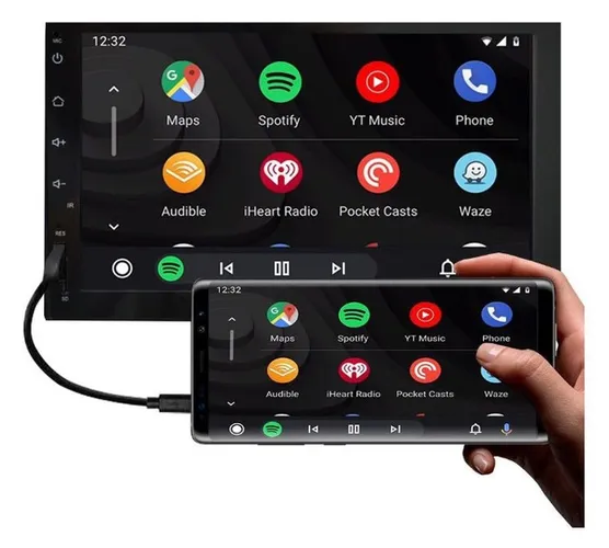 Central Multimídia Espelhamento iOS Android MP3 MP4 MP5 Bluetooth USB SD FM AUX