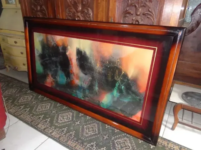Quadro Antigo abstrato Original Pintura Helio Lopes Ano 88 Grande