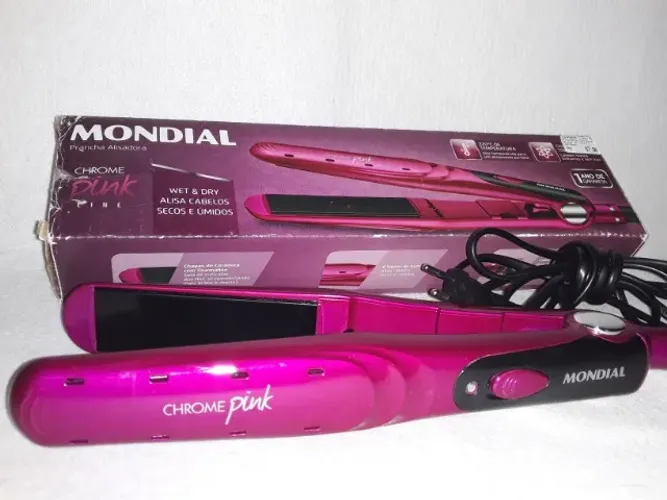 Prancha Alisadora Mondial Crome Pink Line Bivolt
