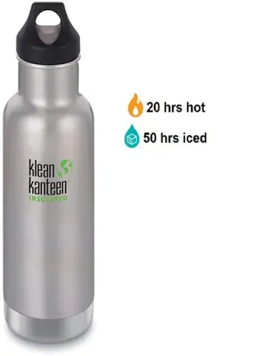 Garrafa de água - Klean Kanteen - Parede dupla - 590 ml - aço inoxidável escovado