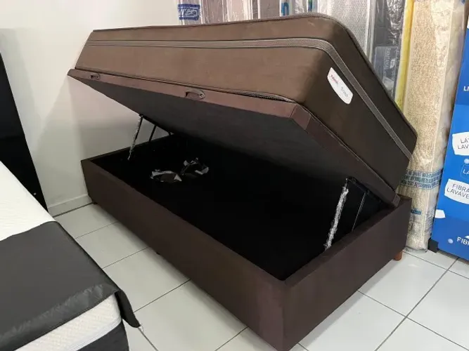 Cama Box com Baú Solteirão 96x203 Colchão em Molas Ensacadas Marca Palemax Nova!