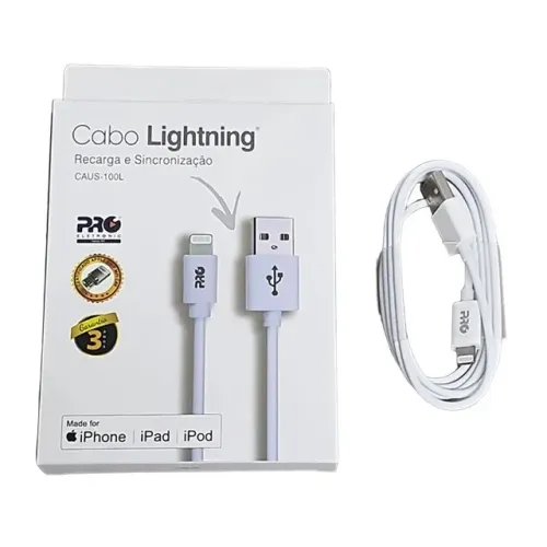 Cabo USB Lightning mfi C89 iPhone CAUS-100l Proeletronic