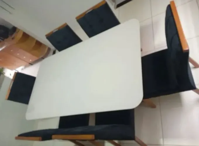 Mesa de jantar 6 cadeiras - veludo preto Nova