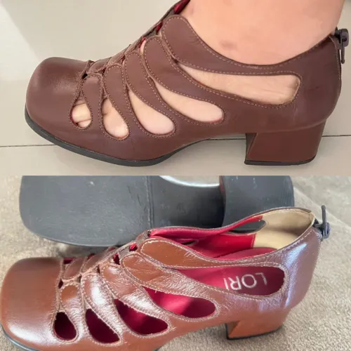 Sapato feminino de couro com recortes à laser LORI