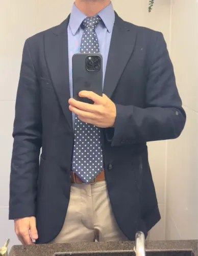 Blazer Zara 46 Azul Marinho Masculino