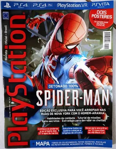 Revista Playstation Nº 249 com detonado completo de Marvel's Spider-Man - Possui Pôster