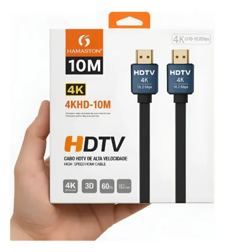 Cabo Hdmi 2.0 10 Metros 4k Ultra Hd Para Tv Projetor Notebok Hmaston Novo Lacrado 