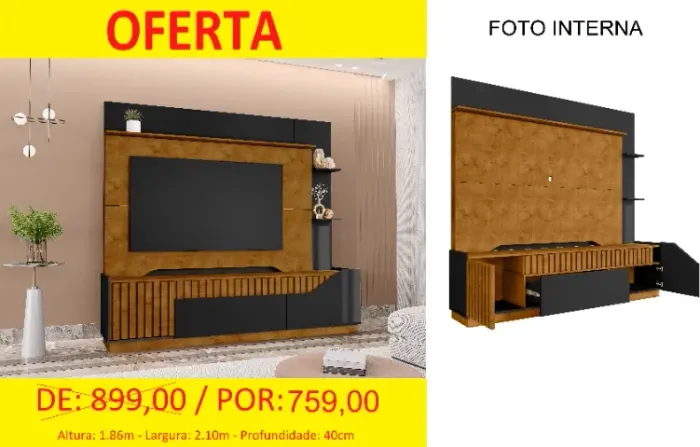 Home ripado preto com Design ripado - Parcelamos S juros
