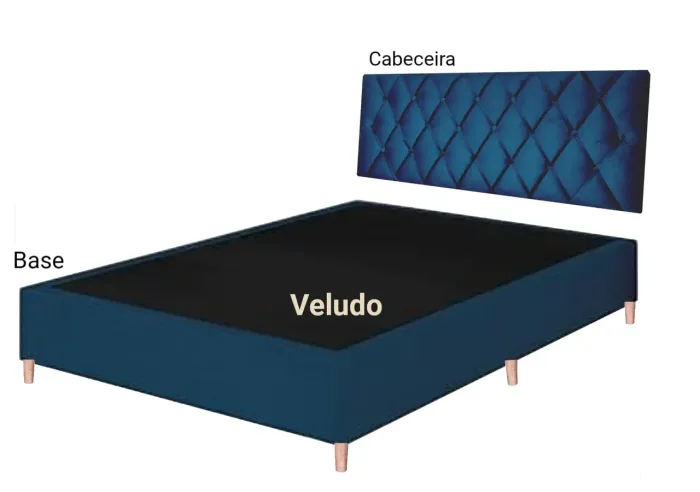 Conjunto cabeceira em painel e base casal 