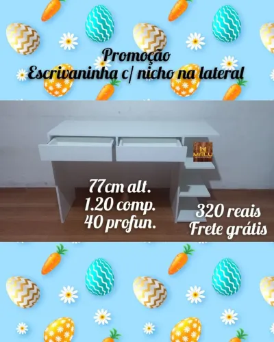 Escrivaninha com Nicho Lateral - Frete Grátis