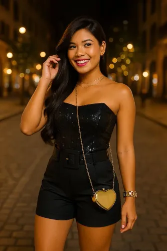 Conjunto Luxo para Noite: Corset de Paetê e Short
