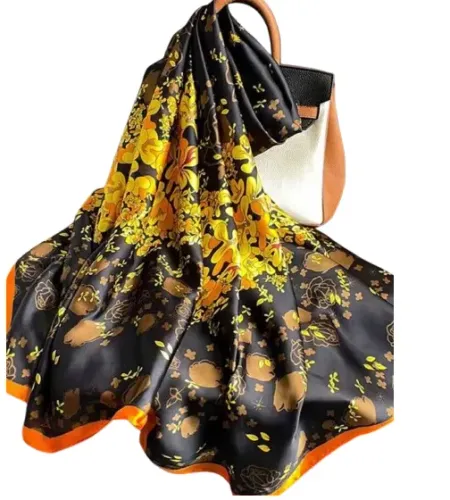 Echarpe Lenço Retangular Grande Elegante Leve Cachecol Florido