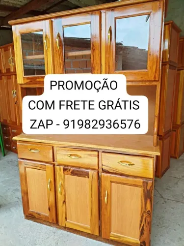 ARMÁRIO DE COZINHA 3 PORTAS MADEIRA MARACATIARA NOVO